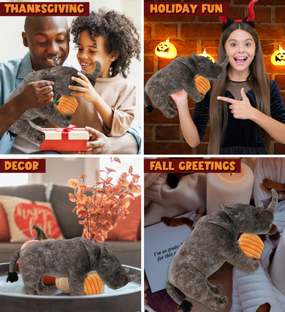 WILD COLLECTION PLUSH - RHINO 15" WITH PUMPKIN PLUSH