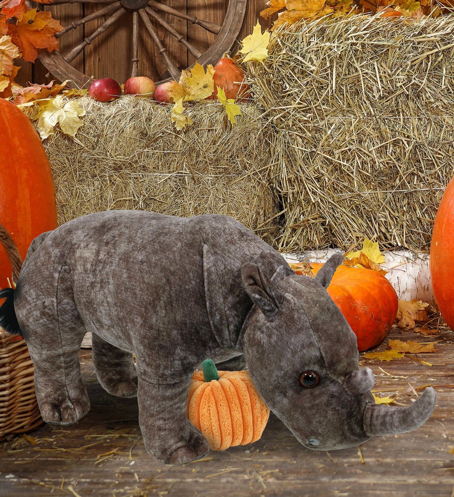 WILD COLLECTION PLUSH - RHINO 15" WITH PUMPKIN PLUSH