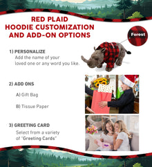 WILD COLLECTION PLUSH - RHINO 15" WITH RED PLAID HOODIE