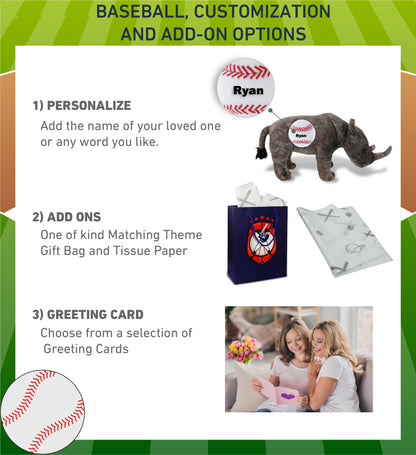 WILD COLLECTION PLUSH - RHINO 15" WITH BASEBALL PLUSH