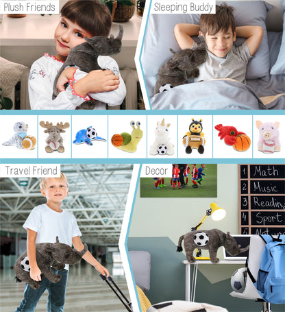 WILD COLLECTION PLUSH - RHINO 15" WITH SOCCER PLUSH