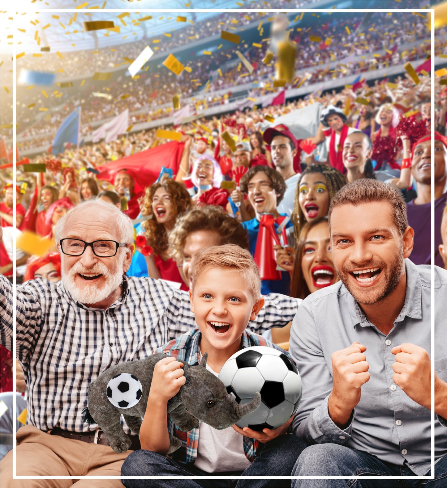 WILD COLLECTION PLUSH - RHINO 15" WITH SOCCER PLUSH