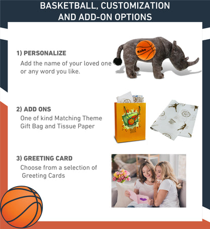 WILD COLLECTION PLUSH - RHINO 15" WITH BASKETBALL PLUSH