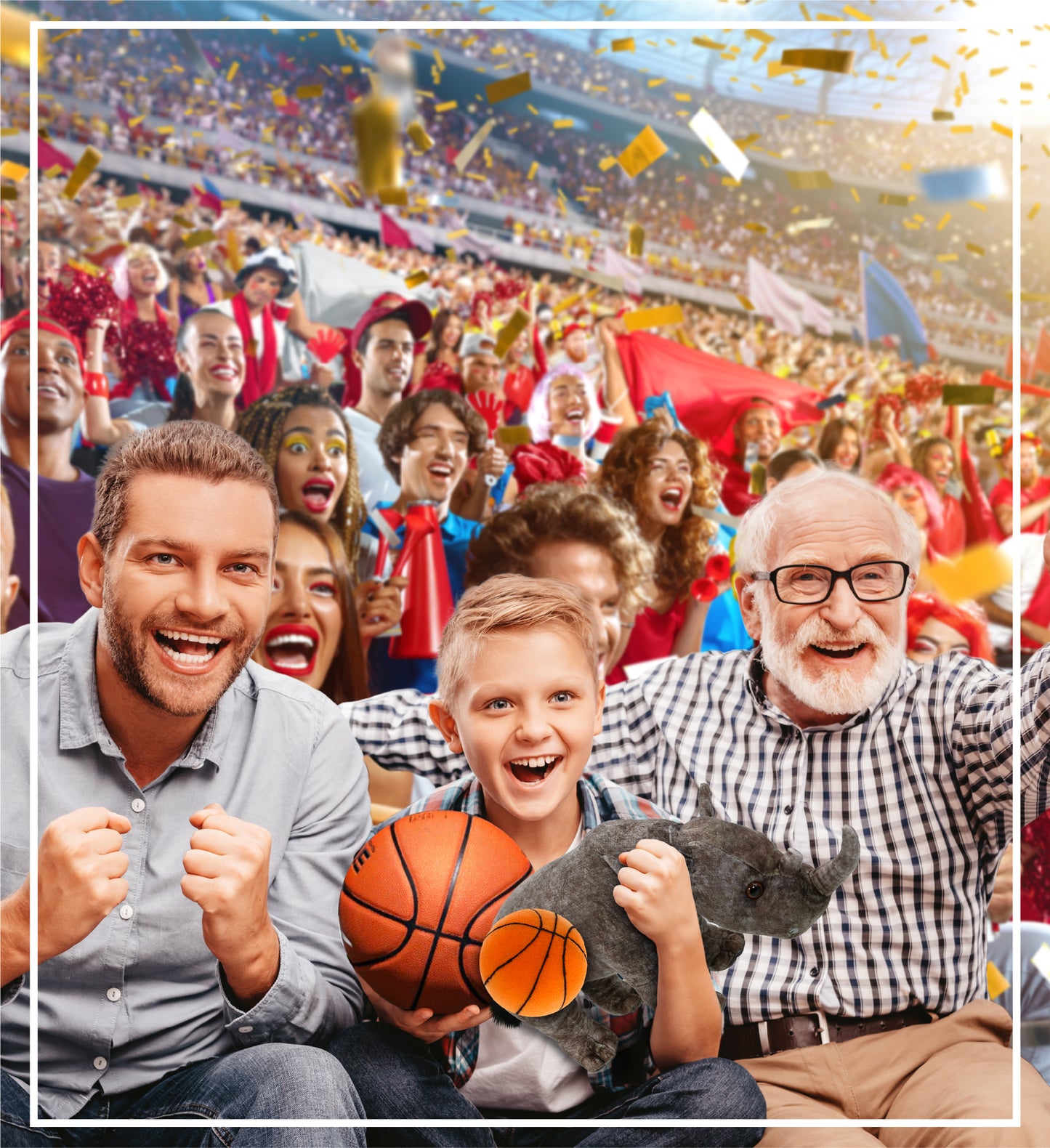 WILD COLLECTION PLUSH - RHINO 15" WITH BASKETBALL PLUSH