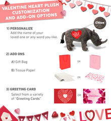 PLUSH I LOVE YOU RED HEART - WILD COLLECTION PLUSH - RHINO 15"