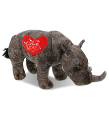 PLUSH I LOVE YOU RED HEART - WILD COLLECTION PLUSH - RHINO 15"