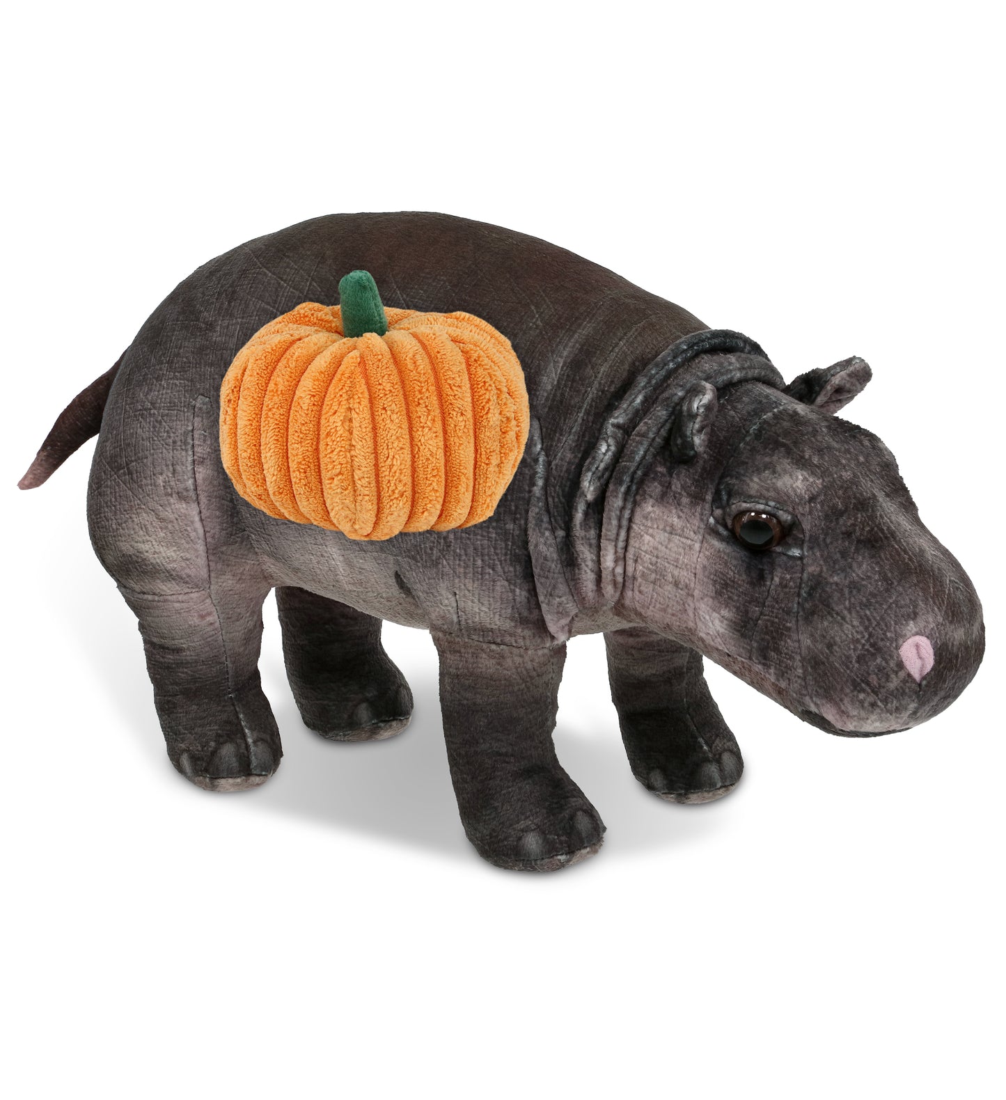 WILD COLLECTION PLUSH - HIPPO 13" WITH PUMPKIN PLUSH