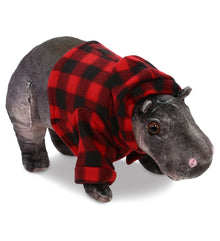 WILD COLLECTION PLUSH - HIPPO 13" WITH RED PLAID HOODIE