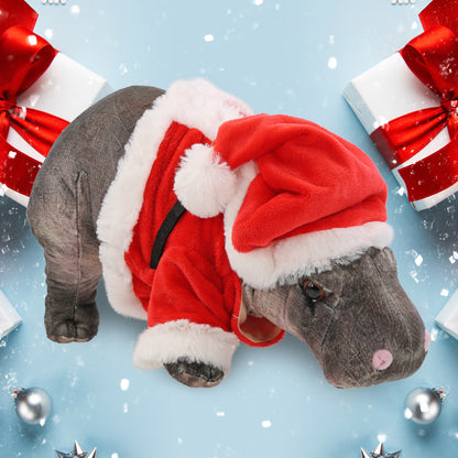 WILD COLLECTION PLUSH - HIPPO 13" WITH SANTA DRESS UP