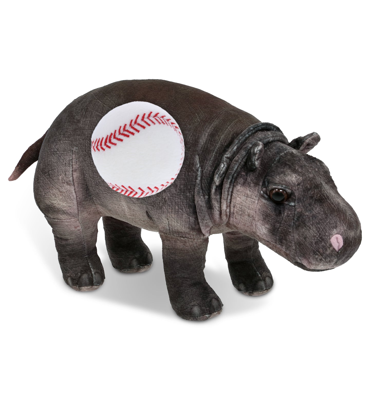 WILD COLLECTION PLUSH - HIPPO 13" WITH BASEBALL PLUSH