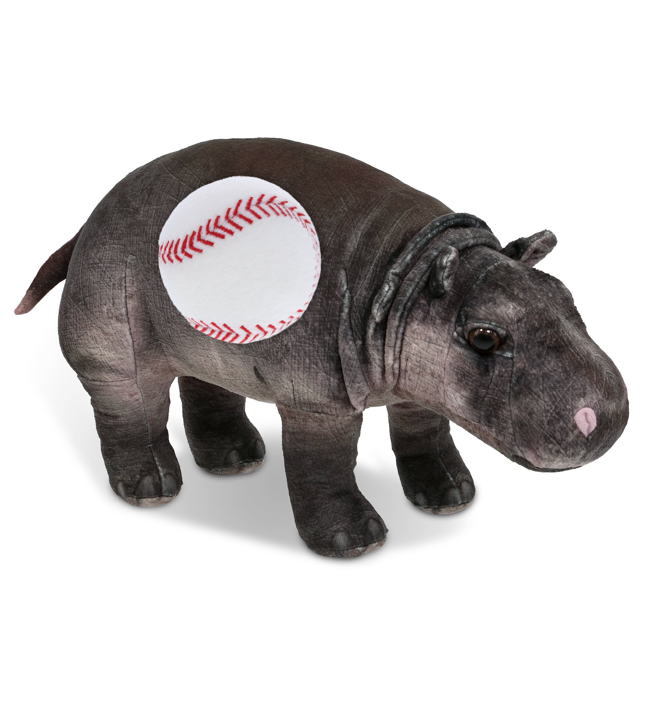 WILD COLLECTION PLUSH - HIPPO 13" WITH BASEBALL PLUSH