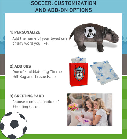 WILD COLLECTION PLUSH - HIPPO 13" WITH SOCCER PLUSH