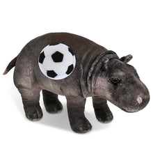WILD COLLECTION PLUSH - HIPPO 13" WITH SOCCER PLUSH