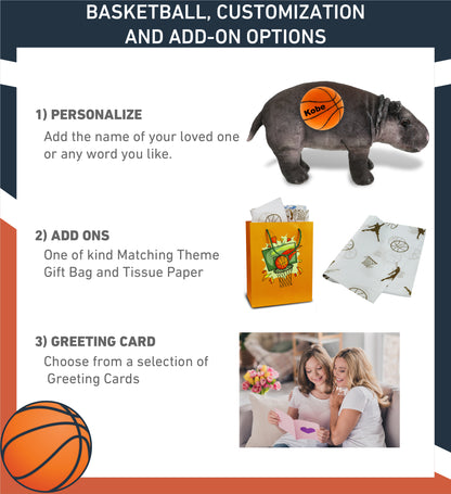WILD COLLECTION PLUSH - HIPPO 13" WITH BASKETBALL PLUSH