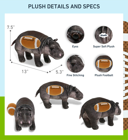 WILD COLLECTION PLUSH - HIPPO 13" WITH FOOTBALL PLUSH