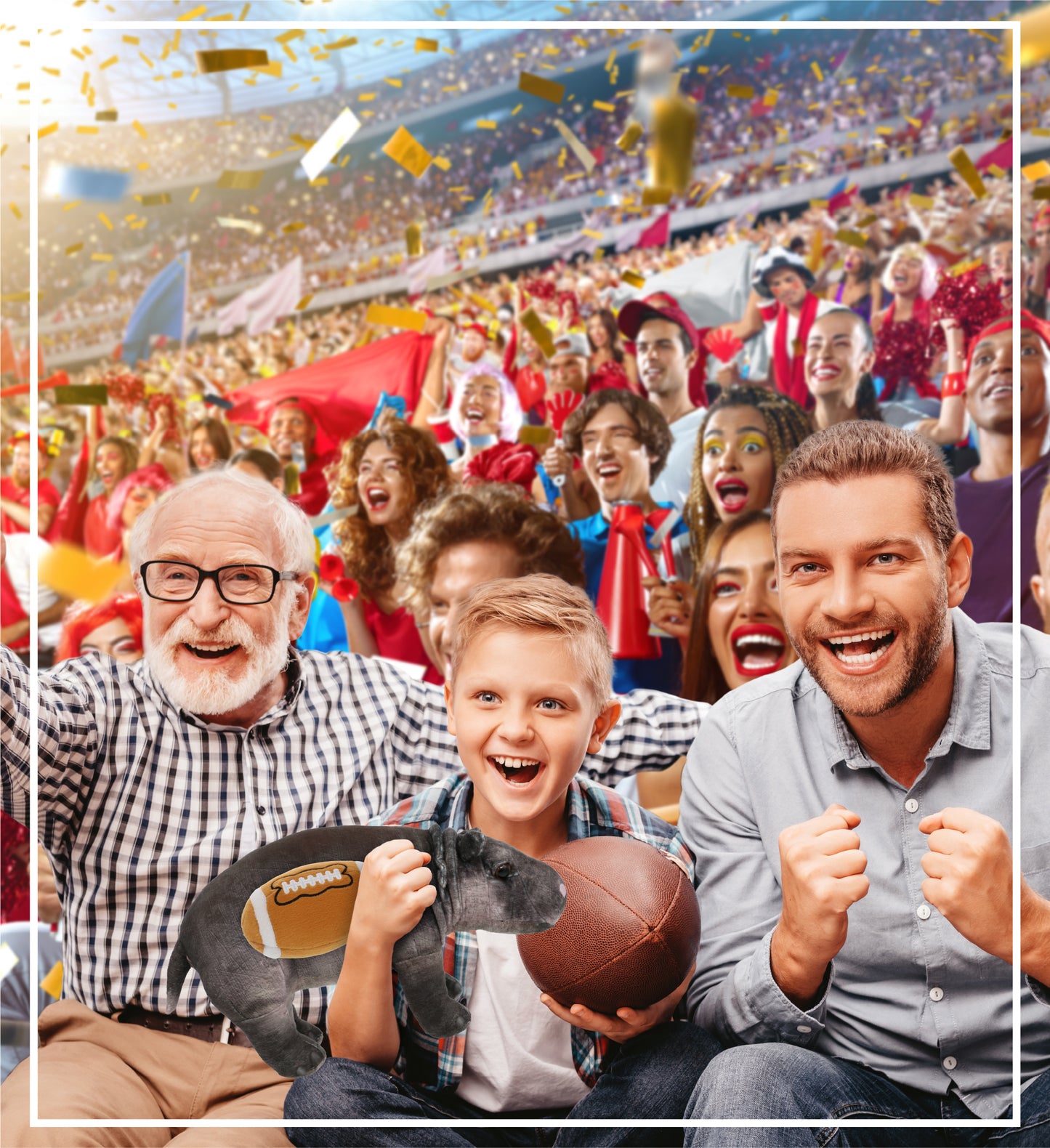 WILD COLLECTION PLUSH - HIPPO 13" WITH FOOTBALL PLUSH