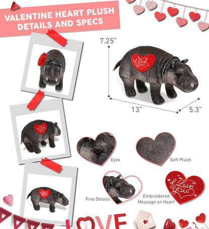PLUSH I LOVE YOU RED HEART - WILD COLLECTION PLUSH - HIPPO 13"
