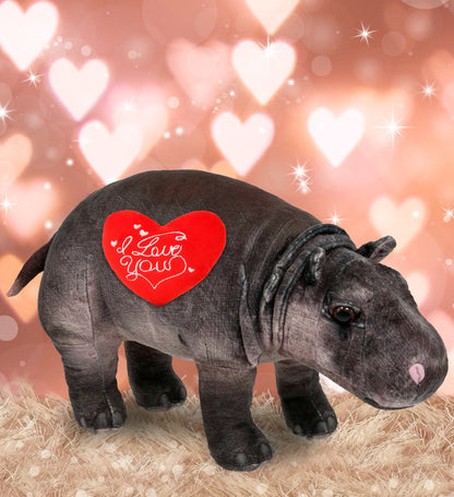 PLUSH I LOVE YOU RED HEART - WILD COLLECTION PLUSH - HIPPO 13"
