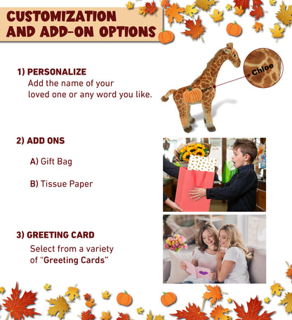 WILD COLLECTION PLUSH - GIRAFFE 15" WITH PUMPKIN PLUSH