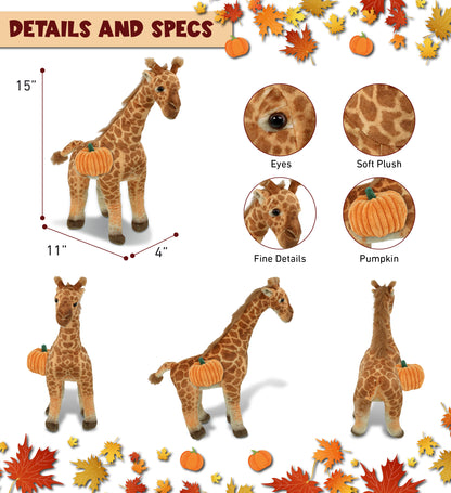 WILD COLLECTION PLUSH - GIRAFFE 15" WITH PUMPKIN PLUSH