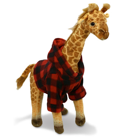 WILD COLLECTION PLUSH - GIRAFFE 15" WITH RED PLAID HOODIE