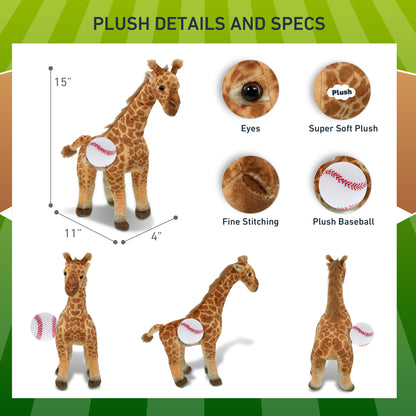 WILD COLLECTION PLUSH - GIRAFFE 15" WITH BASEBALL PLUSH