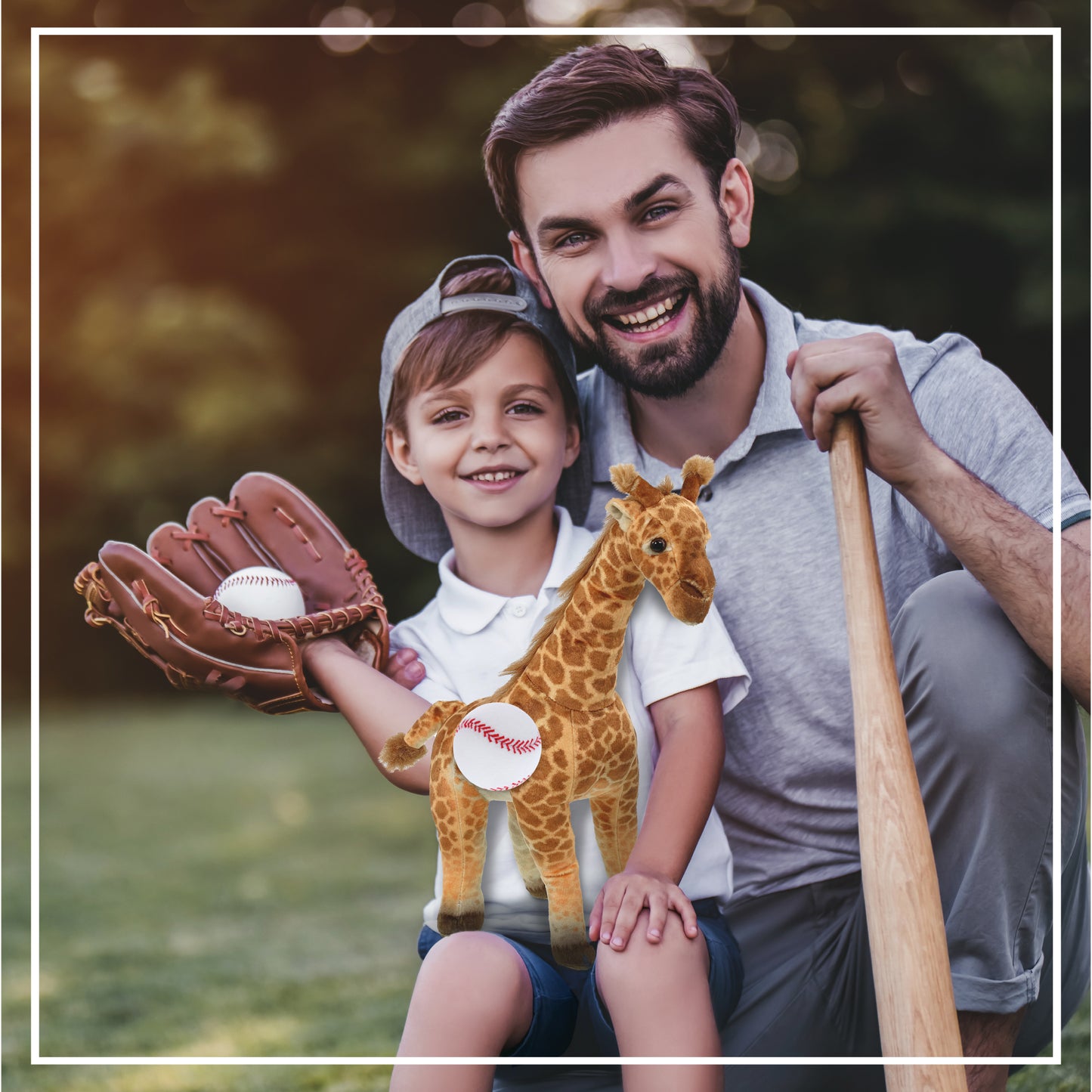 WILD COLLECTION PLUSH - GIRAFFE 15" WITH BASEBALL PLUSH