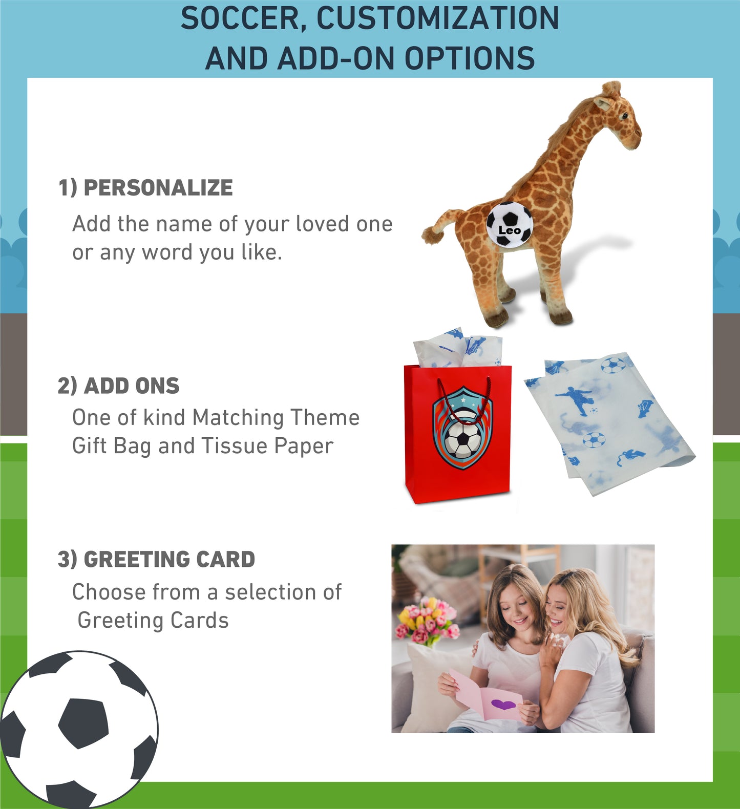 WILD COLLECTION PLUSH - GIRAFFE 15" WITH SOCCER PLUSH