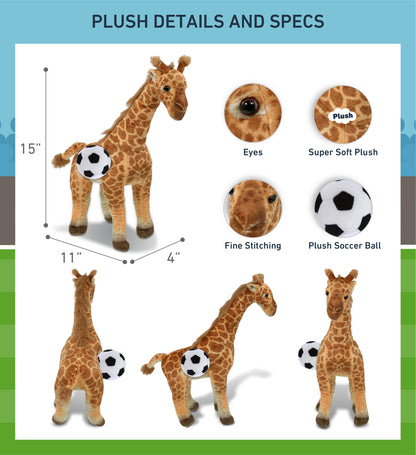 WILD COLLECTION PLUSH - GIRAFFE 15" WITH SOCCER PLUSH
