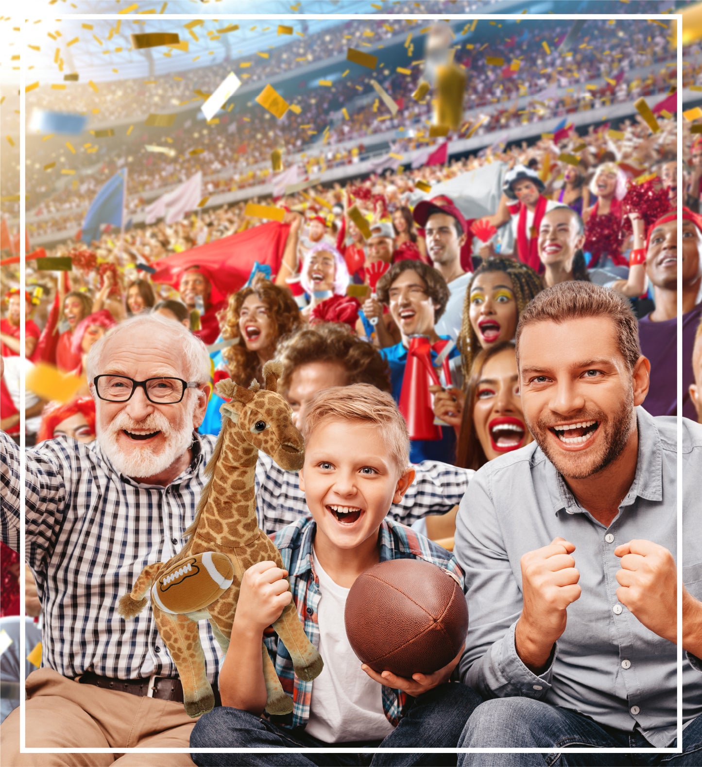 WILD COLLECTION PLUSH - GIRAFFE 15" WITH FOOTBALL PLUSH