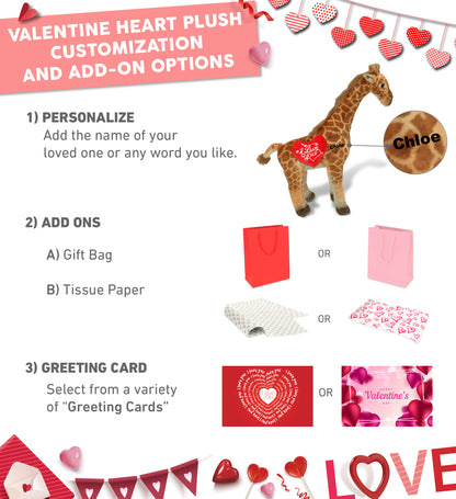 PLUSH I LOVE YOU RED HEART - WILD COLLECTION PLUSH - GIRAFFE 15"