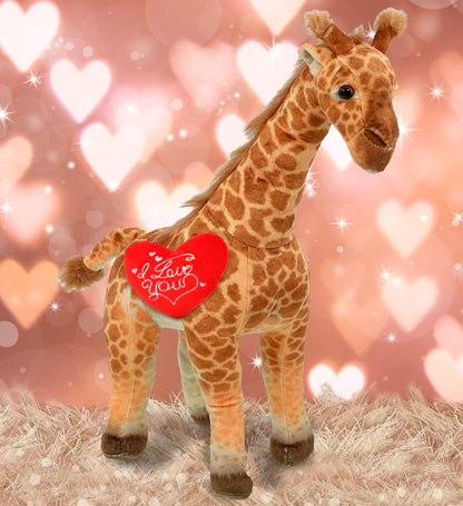 PLUSH I LOVE YOU RED HEART - WILD COLLECTION PLUSH - GIRAFFE 15"