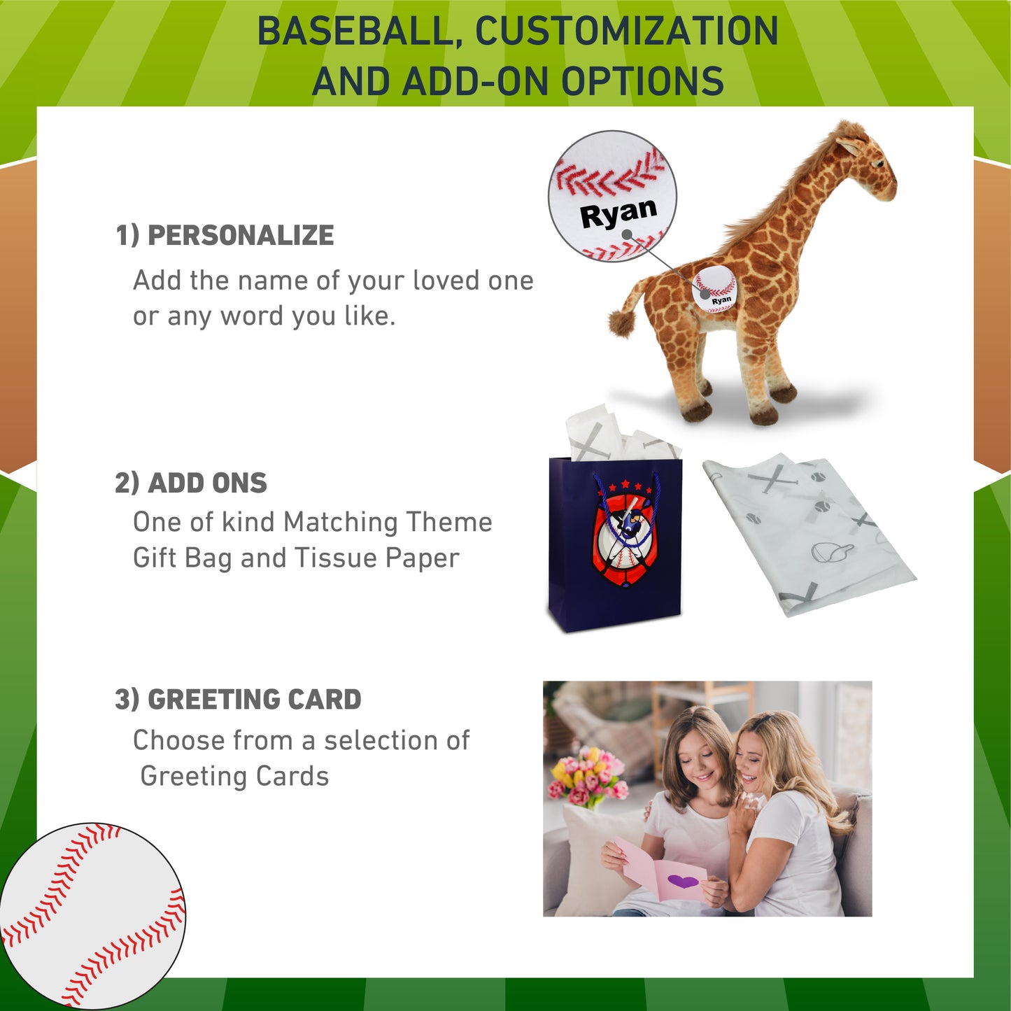 WILD COLLECTION PLUSH - GIRAFFE 20" WITH BASEBALL PLUSH