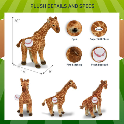 WILD COLLECTION PLUSH - GIRAFFE 20" WITH BASEBALL PLUSH