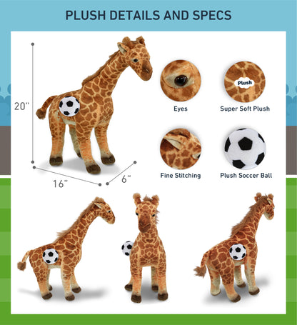 WILD COLLECTION PLUSH - GIRAFFE 20" WITH SOCCER PLUSH