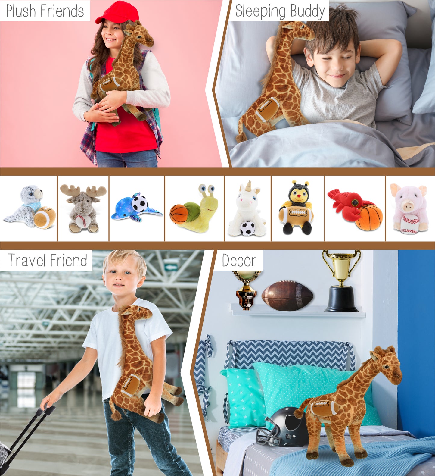 WILD COLLECTION PLUSH - GIRAFFE 20" WITH FOOTBALL PLUSH