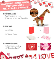 PLUSH I LOVE YOU RED HEART - WILD COLLECTION PLUSH - GIRAFFE 20"