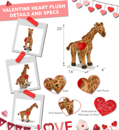 PLUSH I LOVE YOU RED HEART - WILD COLLECTION PLUSH - GIRAFFE 20"