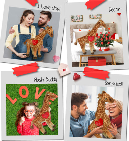 PLUSH I LOVE YOU RED HEART - WILD COLLECTION PLUSH - GIRAFFE 20"