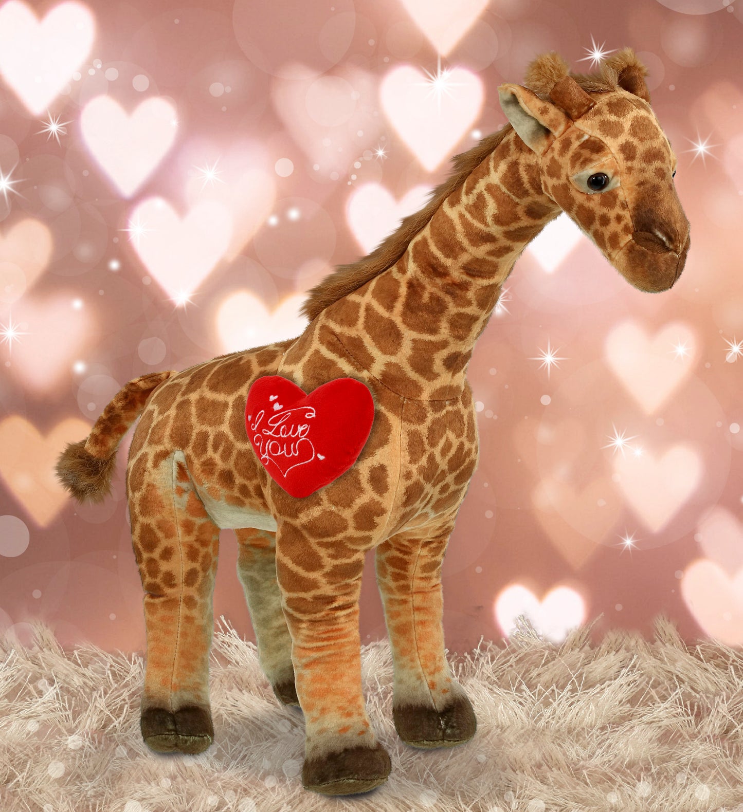 PLUSH I LOVE YOU RED HEART - WILD COLLECTION PLUSH - GIRAFFE 20"