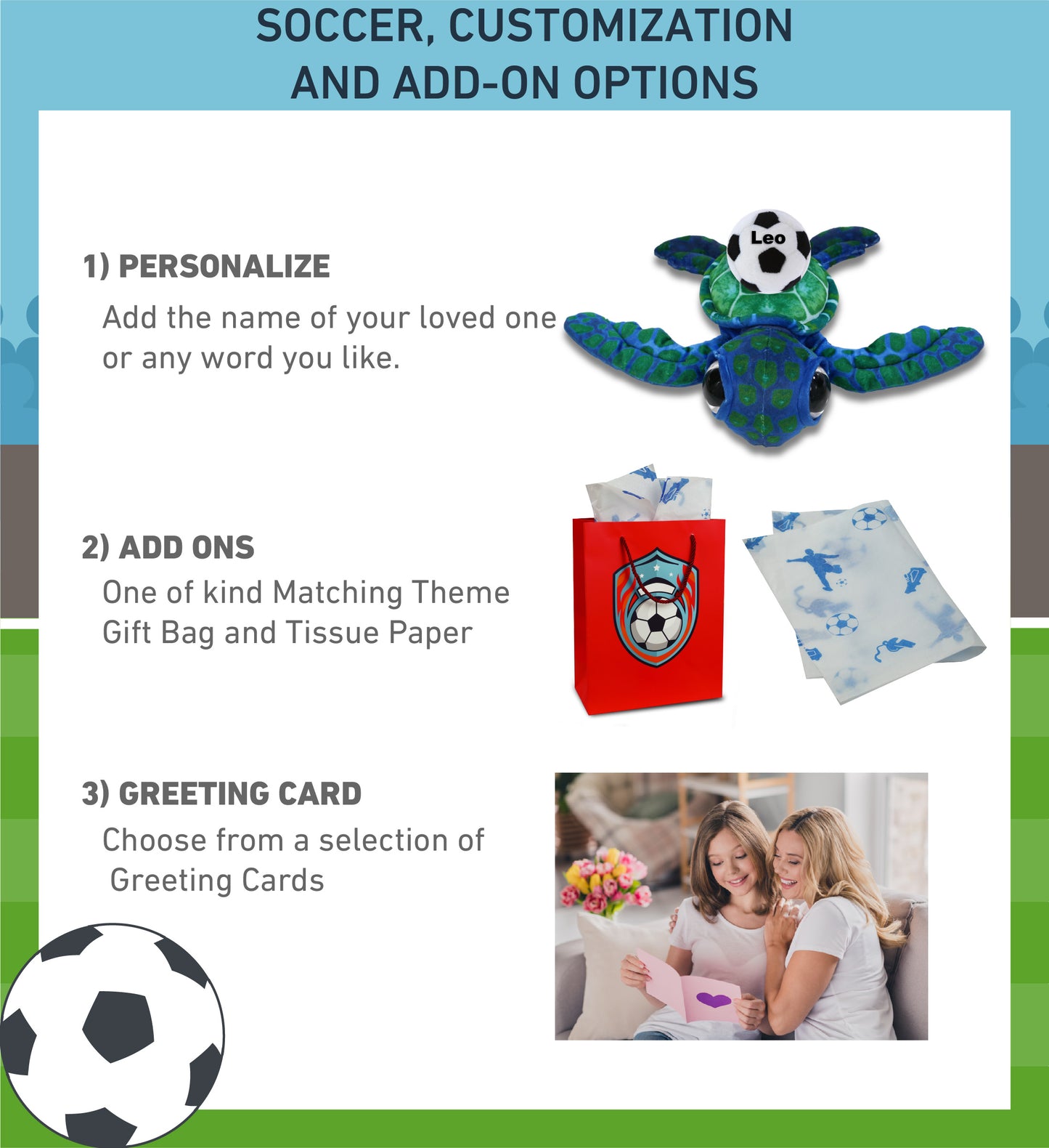 WILD COLLECTION PLUSH - BLUE SEA TURTLE 10" WITH SOCCER PLUSH