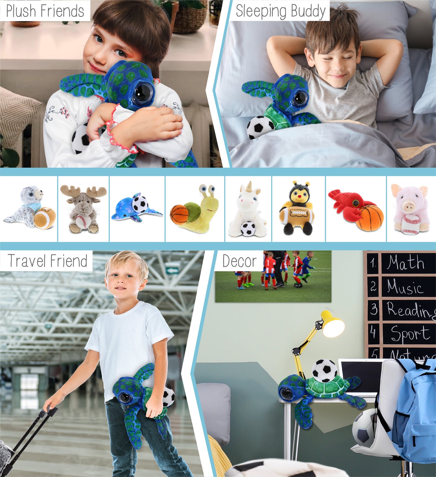 WILD COLLECTION PLUSH - BLUE SEA TURTLE 10" WITH SOCCER PLUSH