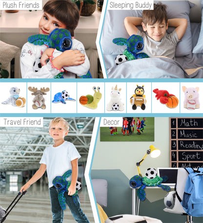 WILD COLLECTION PLUSH - BLUE SEA TURTLE 10" WITH SOCCER PLUSH