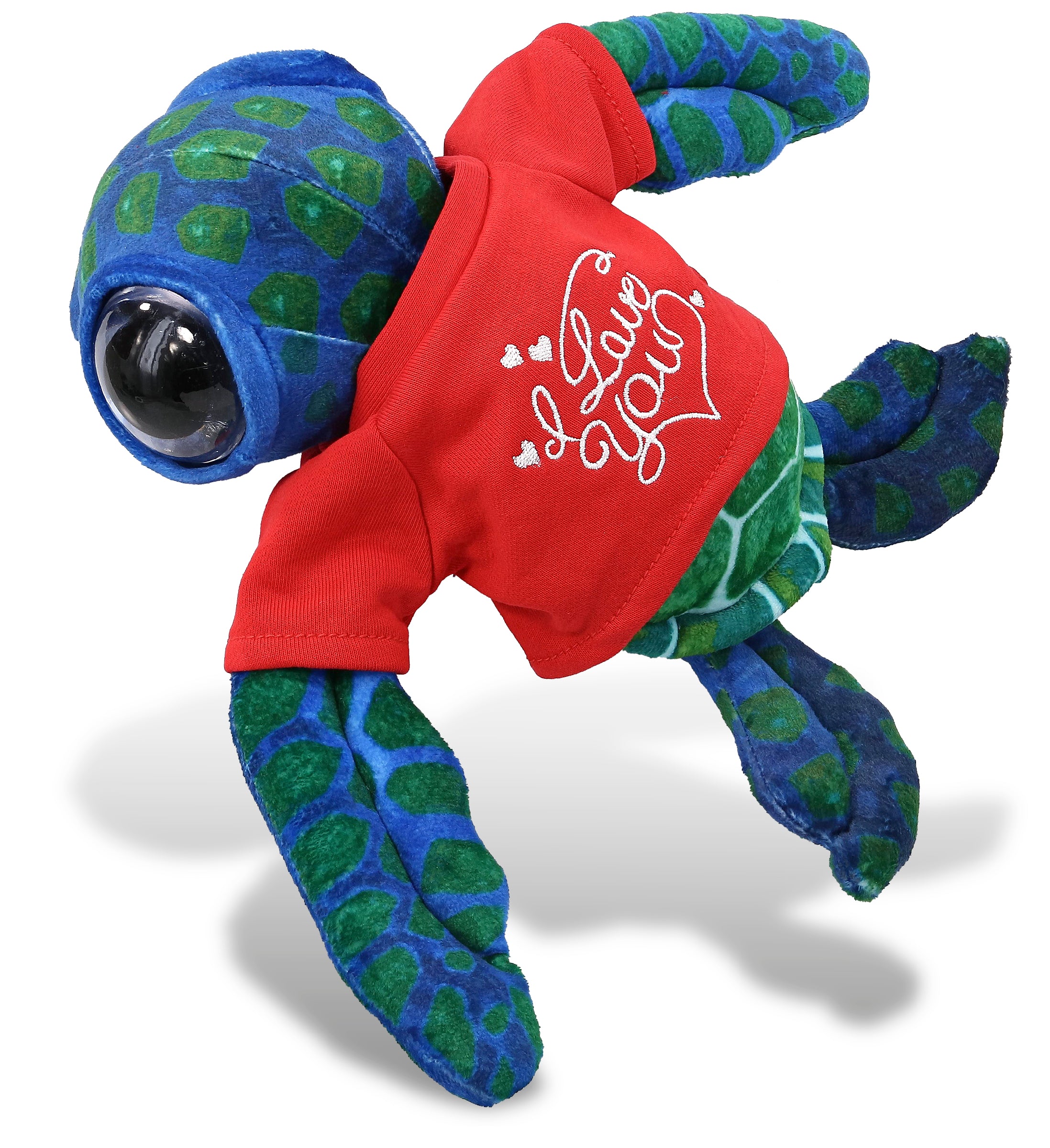 PLUSH I LOVE YOU RED SHIRT- WILD COLLECTION PLUSH - BLUE SEA TURTLE 10"