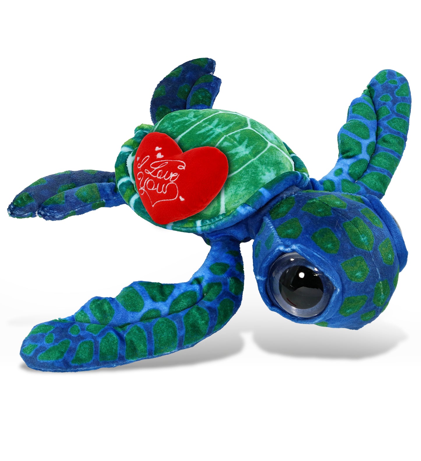 PLUSH I LOVE YOU RED HEART - WILD COLLECTION PLUSH - BLUE SEA TURTLE 10"