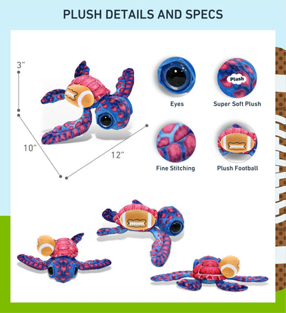 WILD COLLECTION PLUSH - PINK SEA TURTLE 10" WITH FOOTBALL PLUSH