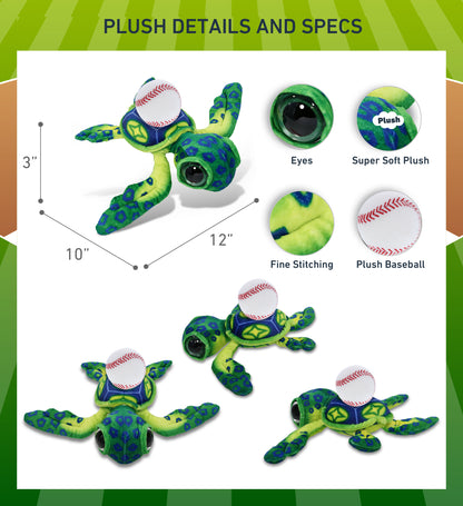 WILD COLLECTION PLUSH - GREEN SEA TURTLE 10" WITH BASEBALL PLUSH