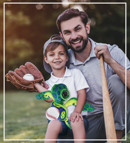 WILD COLLECTION PLUSH - GREEN SEA TURTLE 10" WITH BASEBALL PLUSH