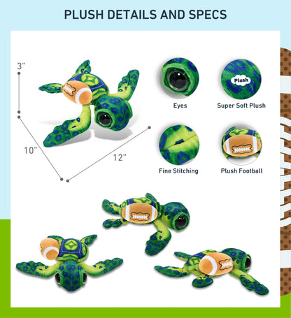 WILD COLLECTION PLUSH - GREEN SEA TURTLE 10" WITH FOOTBALL PLUSH