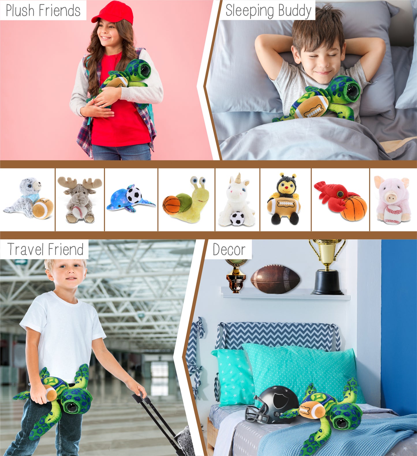 WILD COLLECTION PLUSH - GREEN SEA TURTLE 10" WITH FOOTBALL PLUSH